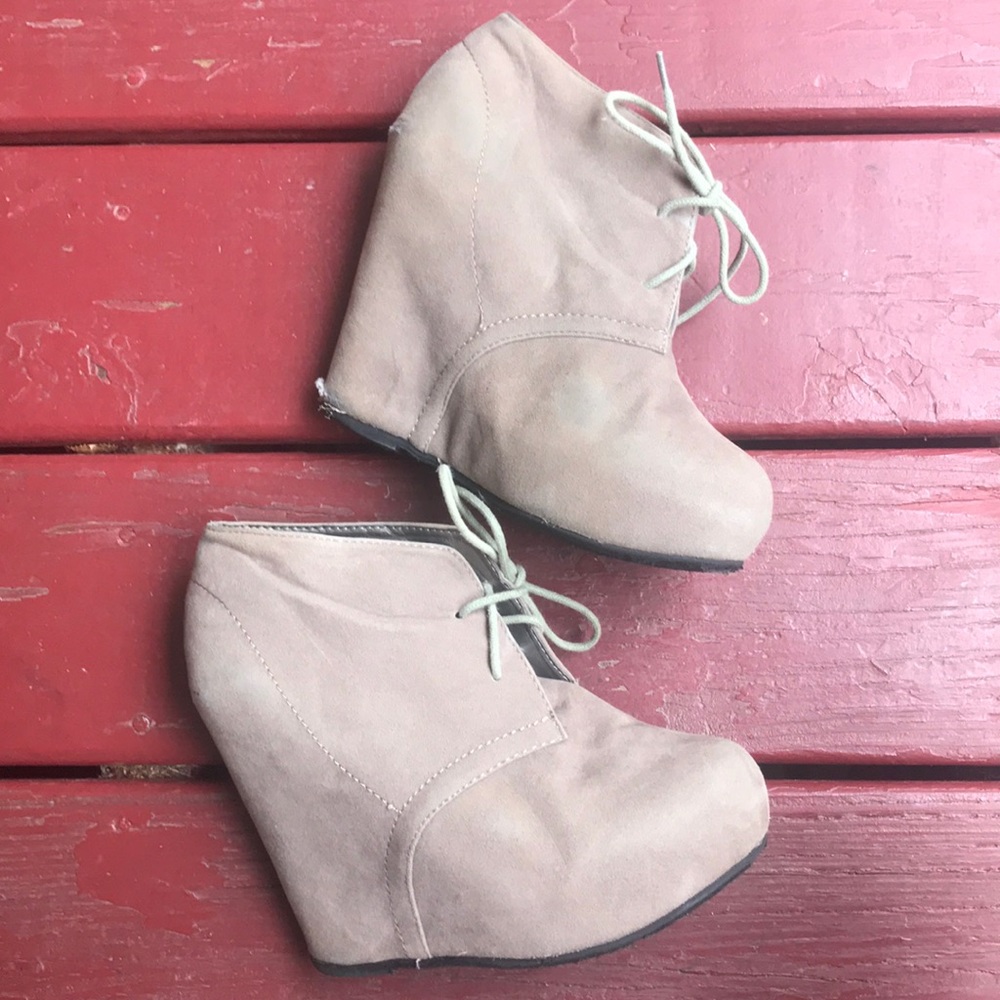 Taupe Platform Wedges